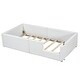 preview thumbnail 4 of 15, White Floor Bed Frame, Twin Size Upholstered Platform Bed with Slats, Guardrail and Charging Station for Children, Boys & Girls