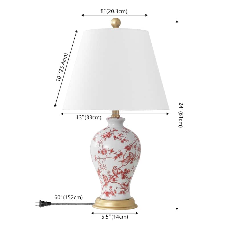 Grace 24" Floral LED Table Lamp, Multi/Brass by JONATHAN Y