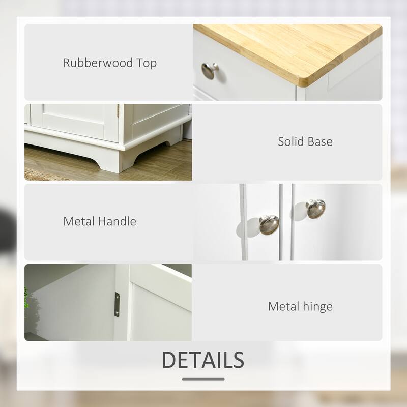 Sideboard Kitchen Storage Cabinet with 3 Drawers - White