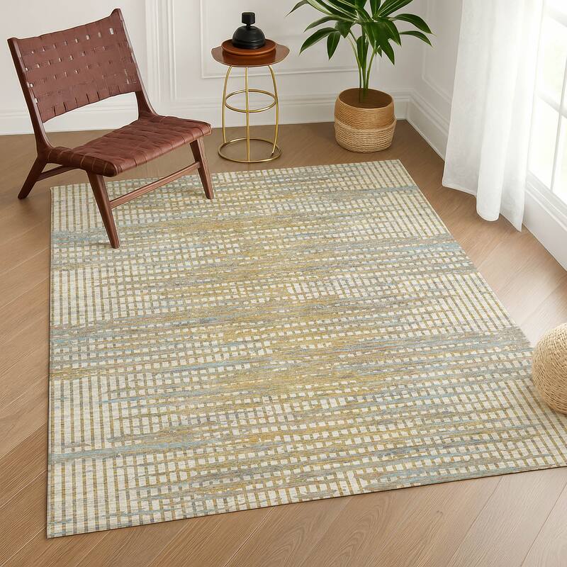 Machine Washable Indoor/ Outdoor Casual Keystone Chantille Rug