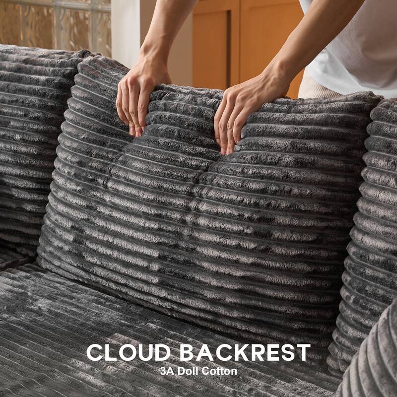 OVIOS All-Foam Plush L-Shaped Sofa​