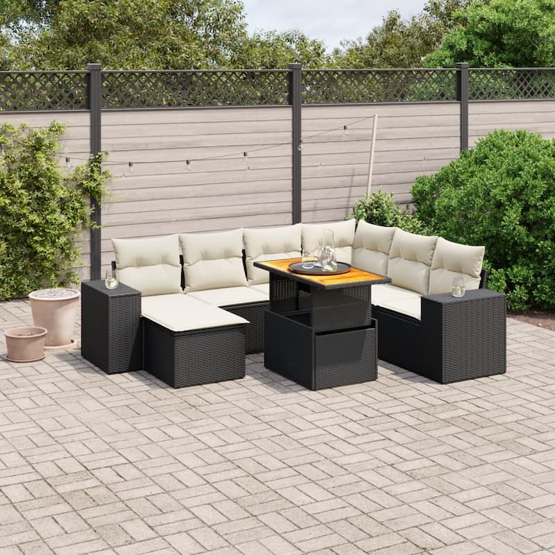 vidaXL Patio Sofa Set with Cushions Conversation Set Outdoor 8 Piece Poly Rattan