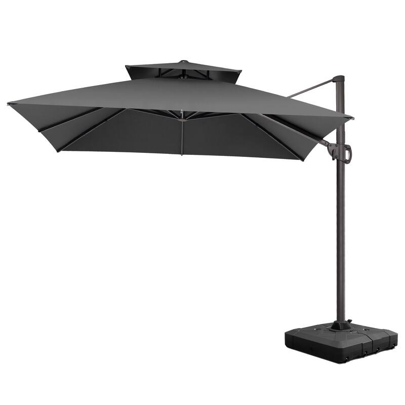 Pellebant Outdoor 10 FT Square Cantilever Patio Umbrella with Wheel Base