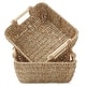 preview thumbnail 29 of 45, Hyacinth Seagrass Oval Storage Baskets with Wooden Handles Woven Bins