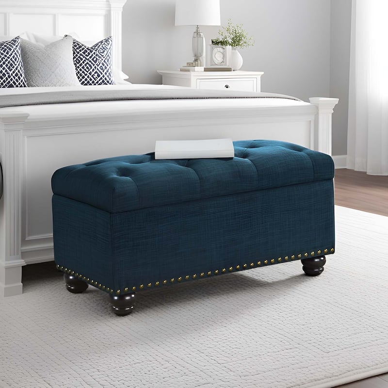 Storage Ottoman - Upholstered Storage Bench with Ample Hidden Space and Comfortable Cushion Seating