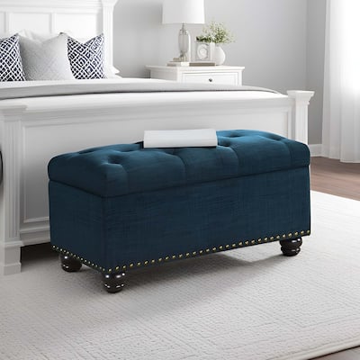 Storage Ottoman - Upholstered Storage Bench with Ample Hidden Space and Comfortable Cushion Seating