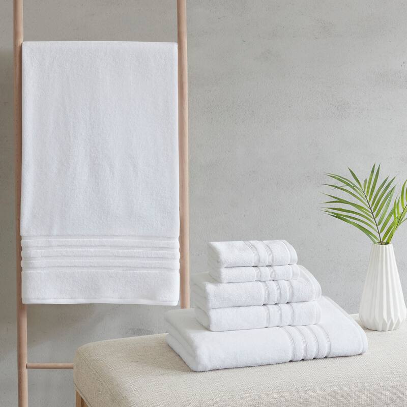 Madison Park Nurture Sustainable Antimicrobial Bath Towel 6 Piece Set - White