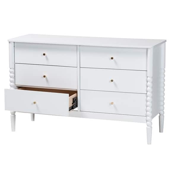 baxton studio landis mid-century modern 6-drawer dresser reviews Landis Wood 6 Drawer Dresser Ash Walnut/Gold
