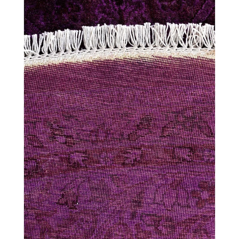 Contemporary Overdyed Wool Hand Knotted Round Area Rug - 6' 1" x 6' 1"