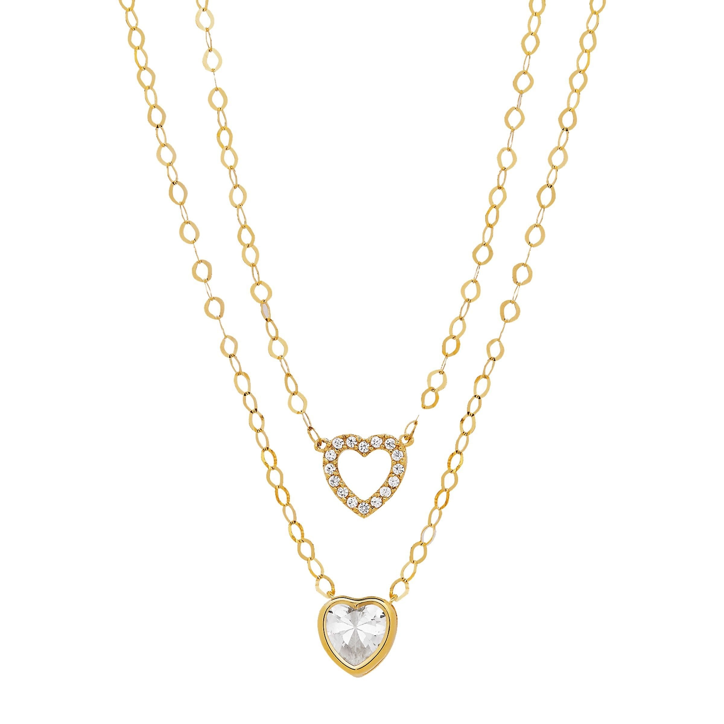 Download Duo Hearts Layered Pendant With Crystals In 10k Gold 17 Yellow