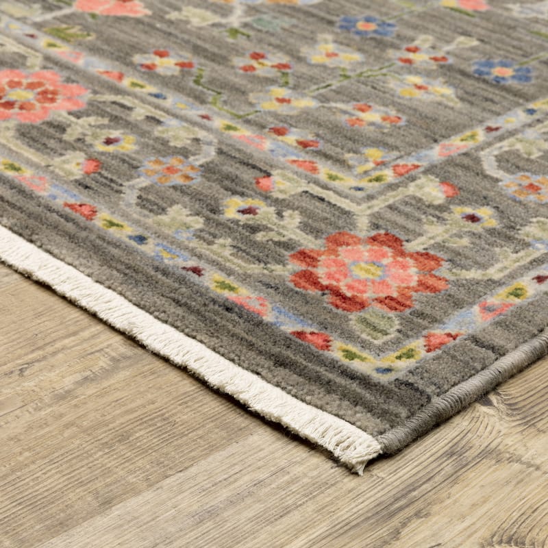 Style Haven Lawson Traditional Floral Wool Fringe Edge Area Rug
