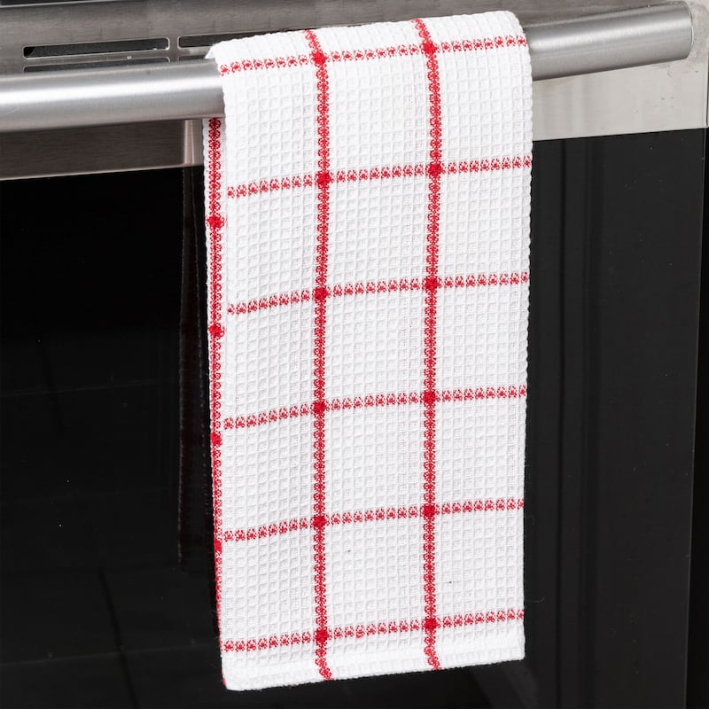 Fabstyles Solo Waffle Cotton Kitchen Towel Set of 4 - 18x28