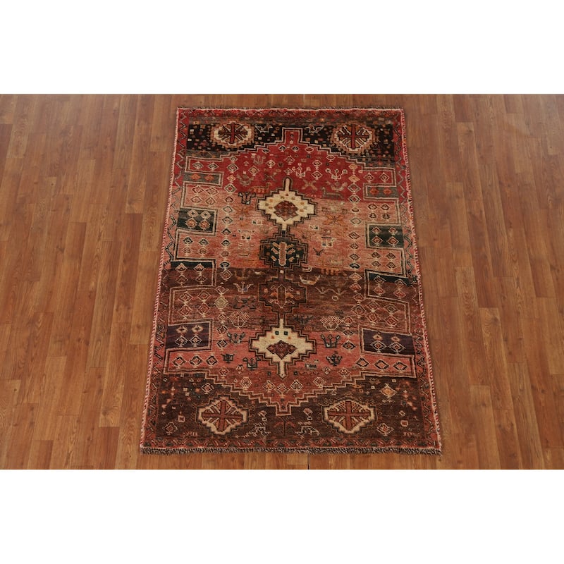 Qashqai Persian Vintage Area Rug Handmade Tribal Wool Carpet - 3'9"x 5'7"