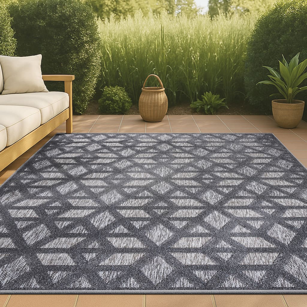 JONATHAN Y Peralta Neutral Geometric Indoor/Outdoor Area Rug