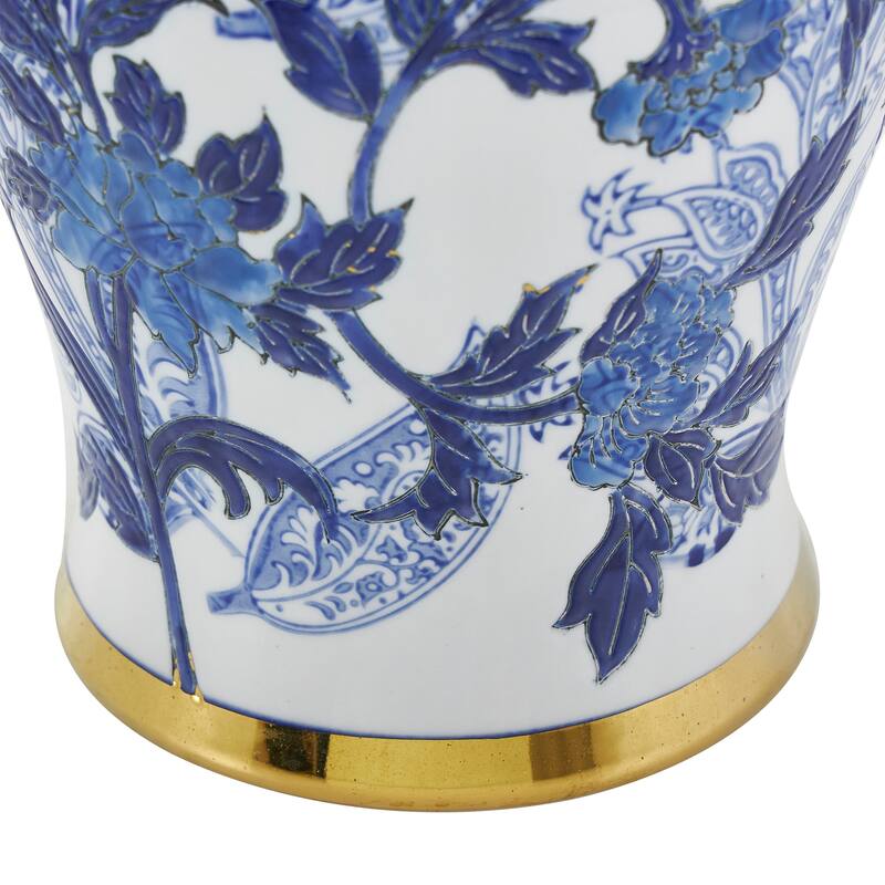 Blue Ceramic Floral Decorative Jars