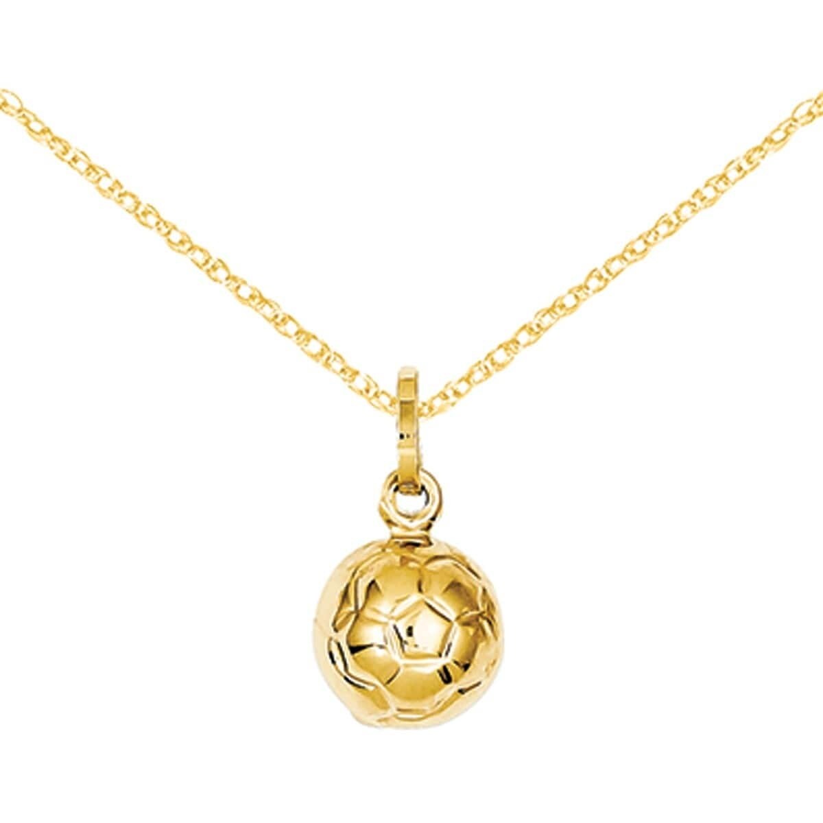 14k Yellow Gold 3 D Soccer Ball Pendant Charm Necklace Sport Fine Jewelry For Women Gifts For Her