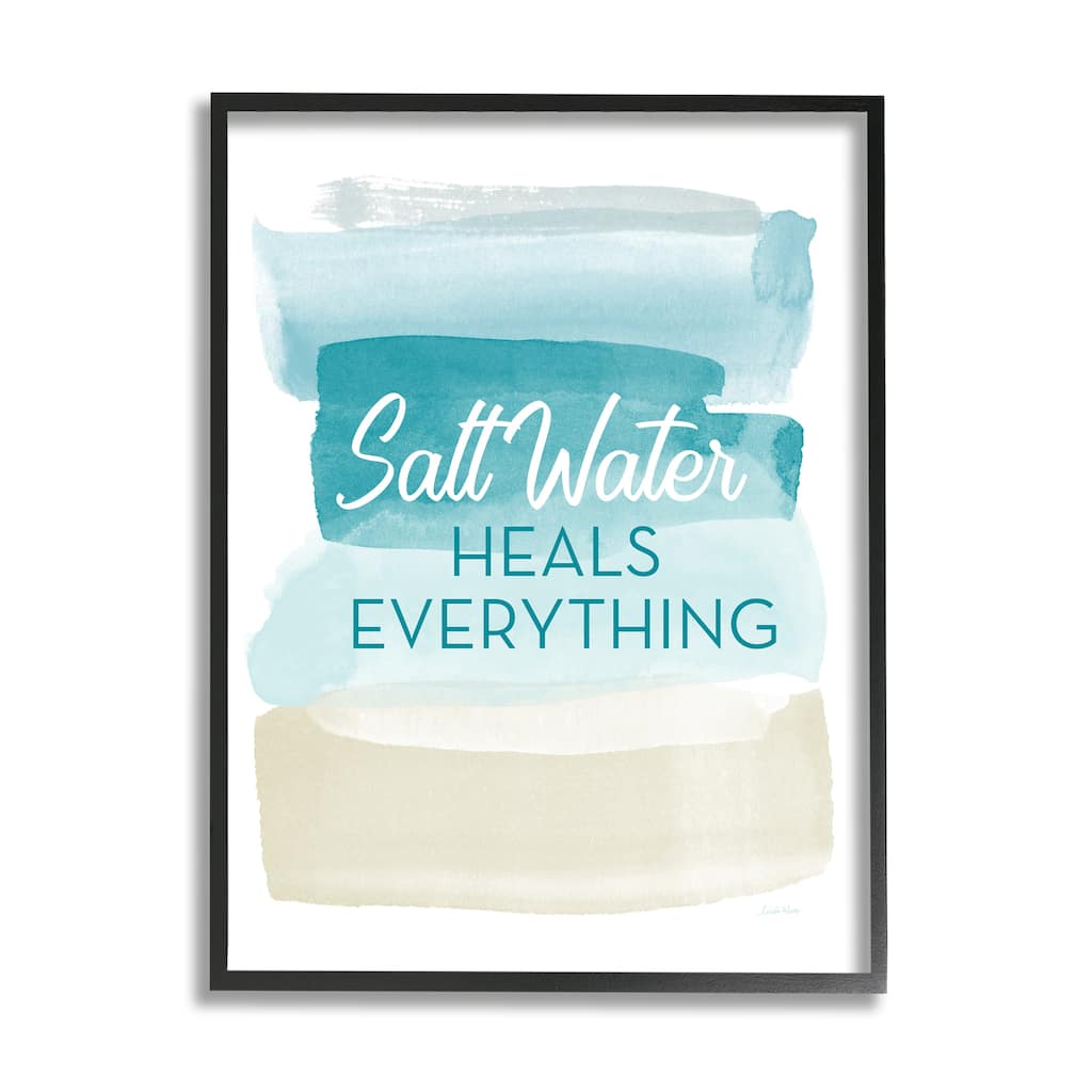 Stupell Salt Water Heals Everything Phrase Soft Beach Ombre Framed Wall Art