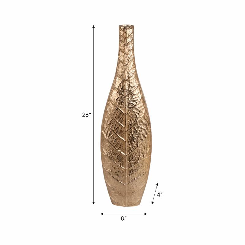 Metal Sleek Leaf Vase - Gold