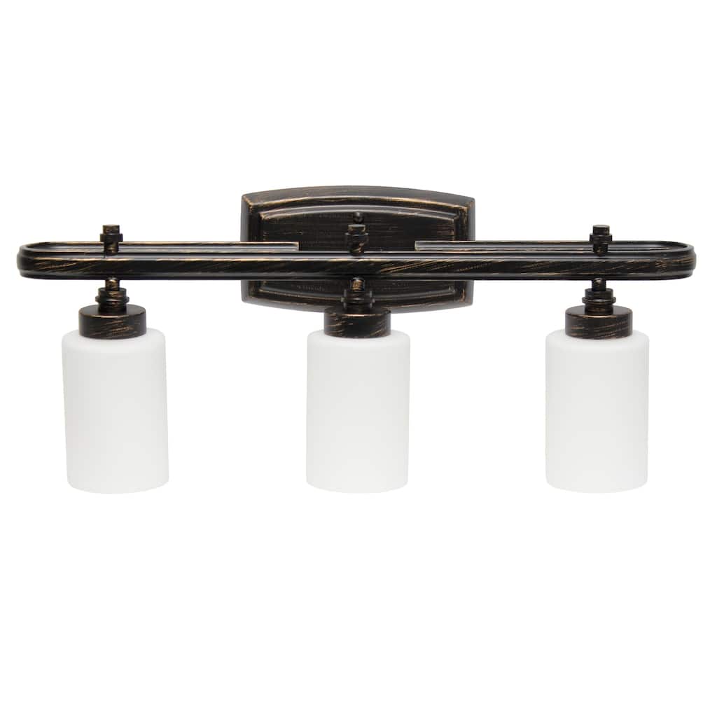 3-Light Vanity Light - Metal & White Glass Shade - Bathroom Uplight Downlight - Oil Rubbed Bronze Finish - 5.5