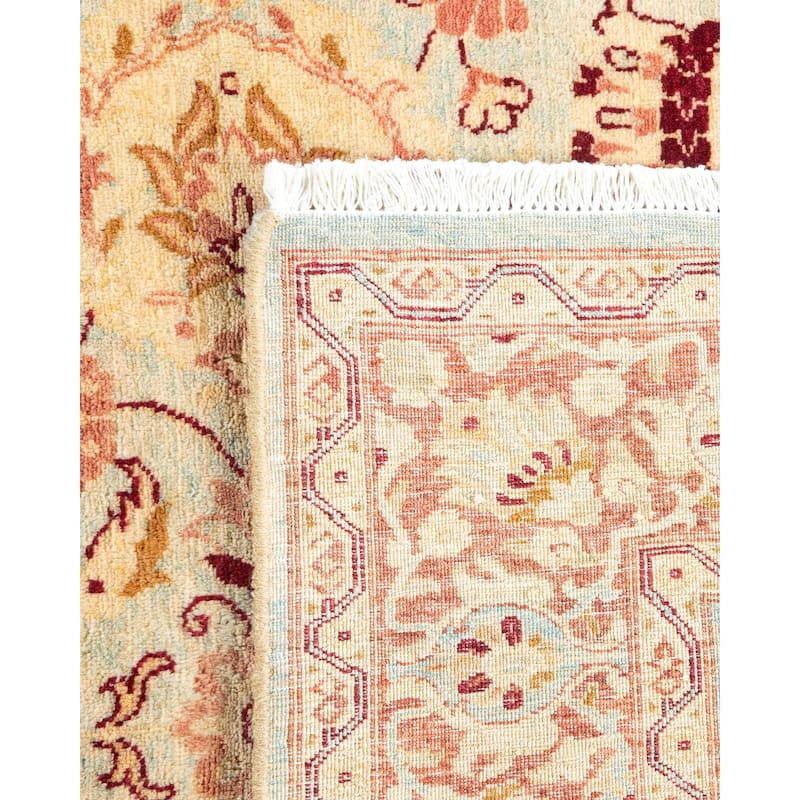 Overton Handknotted Wool Traditional Oriental Light Blue Area Rug - 4' x 6'