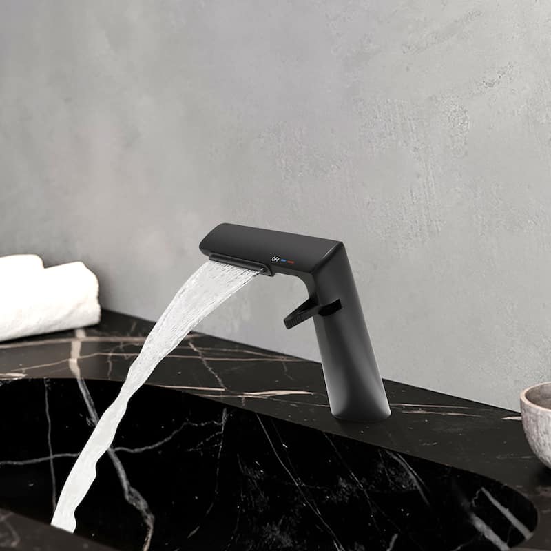 6.2"H Solid Brass Bathroom Waterfall Sink Faucet