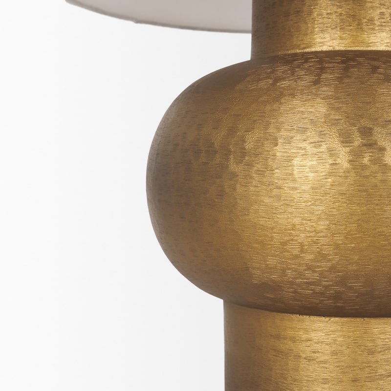 Salaah Antique Gold Brushed Metal w/ Cream Shade Table Lamp - 19.5L x 19.5W x 26.0H