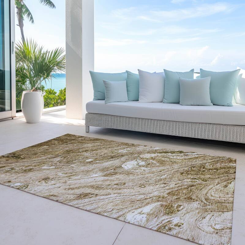 Machine Washable Indoor/ Outdoor Chantille Modern Abstract Rug
