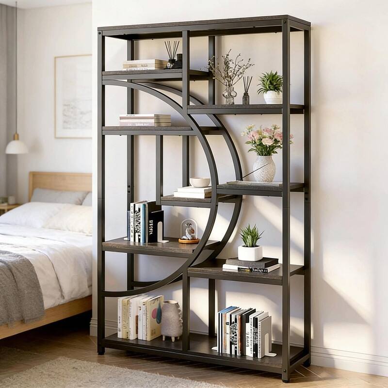 Versatile Freestanding Bookshelf - Geometric Design Display Bookcas