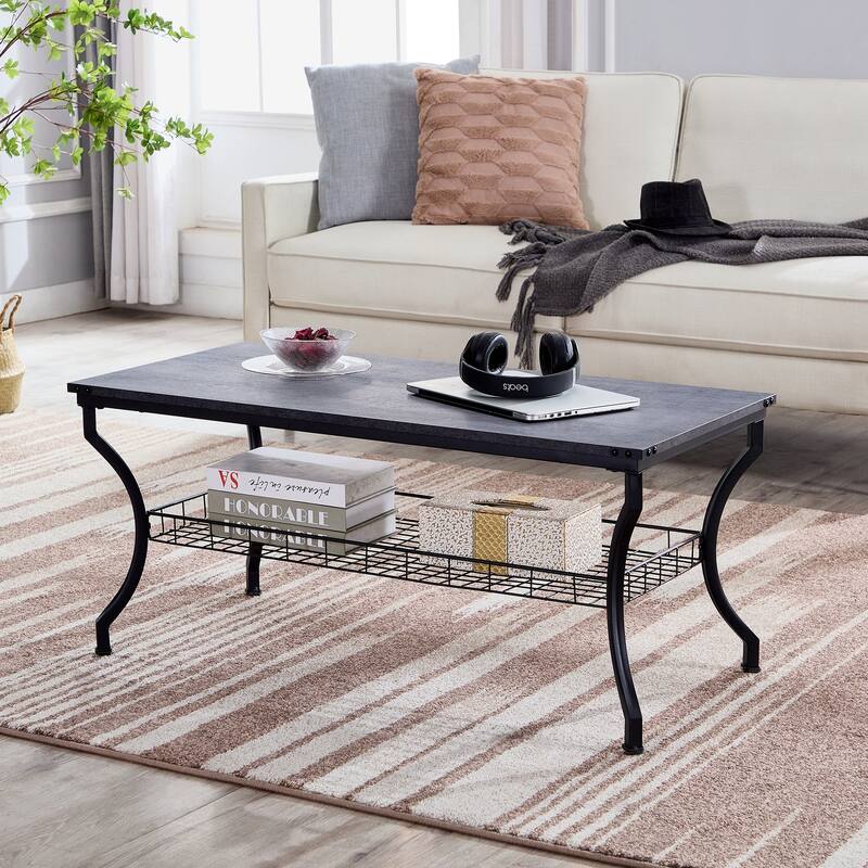 VECELO Mid Cectury 3-pieces Coffee Table Set, 3-Piece Living Room Table Set(Set of 3)