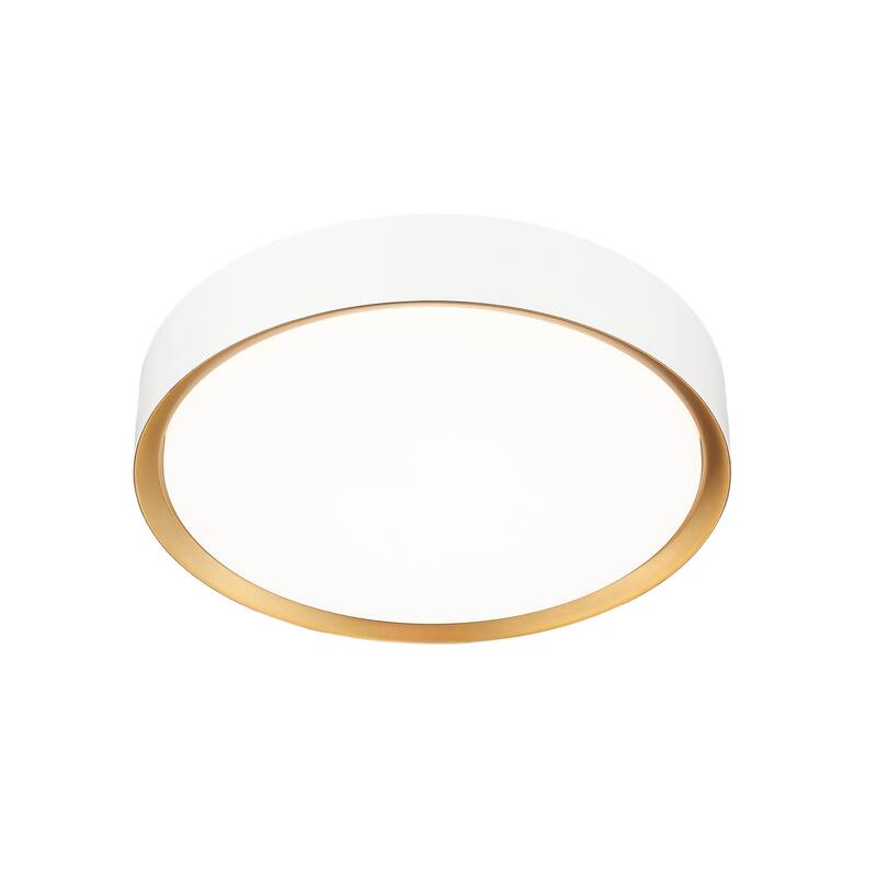Kawan 1 Light Flush Mount in Matte White + Modern Gold