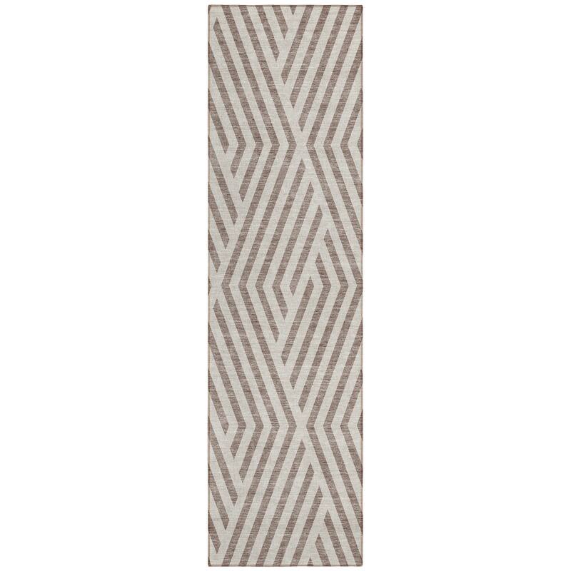 Machine Washable Indoor/ Outdoor Modern Diamonds Chantille Rug