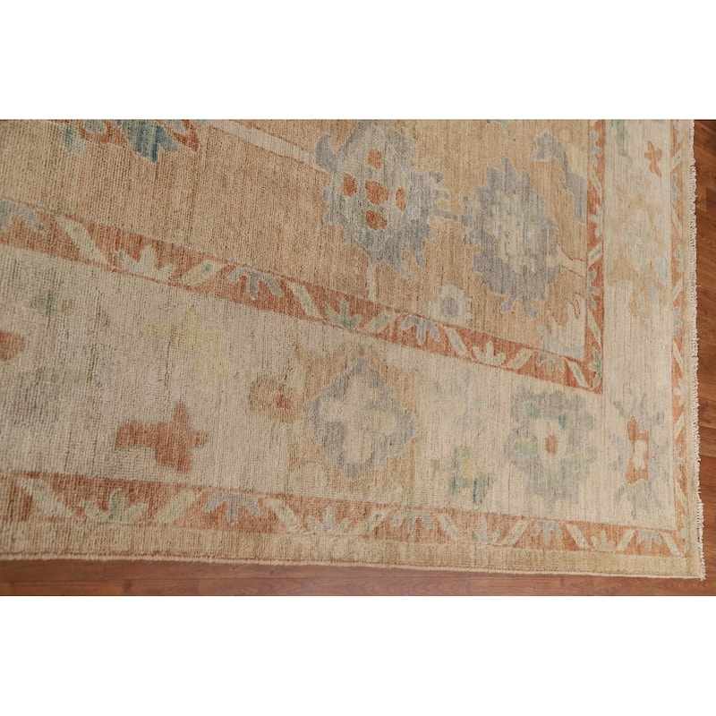 Floral Oushak Turkish Rug Hand-knotted Wool Carpet - 9'2"x 11'9"