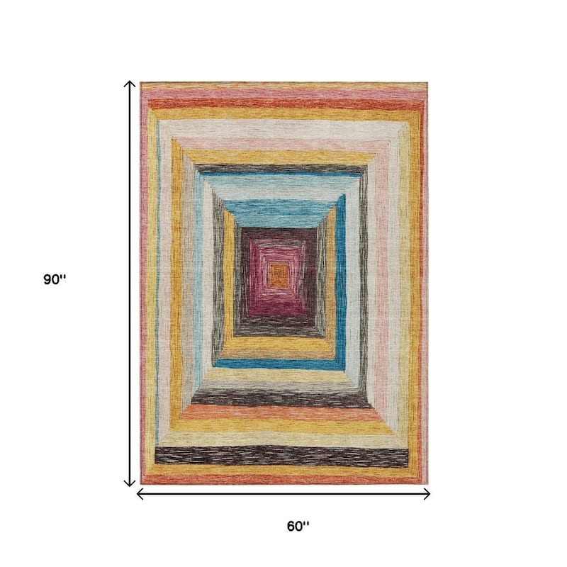 HomeRoots Geometric Transitional Rectangle Outdoor Rug