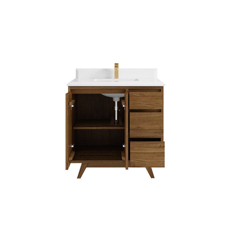 Willow Collections 36 in. W x 22 in. D Madison Teak Center Sink Bathroom Vanity with Countertop