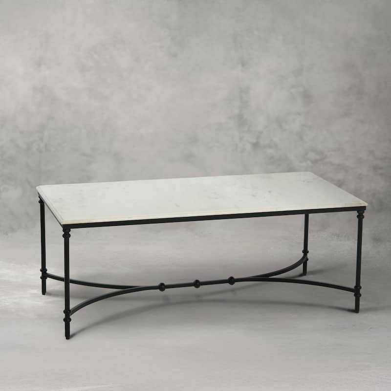 Libertine Genuine Marble and Metal Coffee Table - Black and White