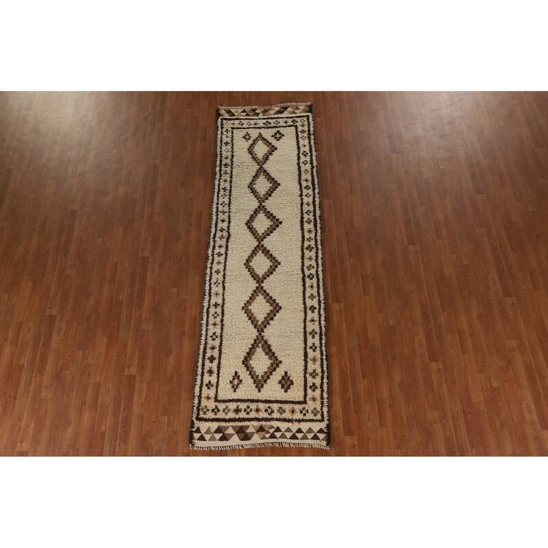 Vegetable Dye Kurdish Plush Runner Rug Handmade Wool Carpet - 3'0"x 10'0"