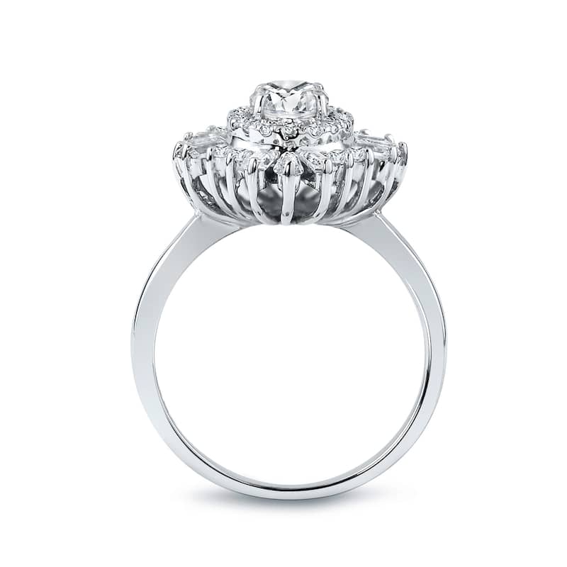 Auriya 14k Gold 1 1/4ctw Ballerina Halo Oval Diamond Engagement Ring Certified (H-I, SI1-SI2)