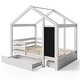 preview thumbnail 5 of 18, Full House Bed with Blackboard and Drawers , Versatile Assembly Options, Storage Space, and Creative Design