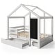 preview thumbnail 6 of 12, White Multiple Storage Functions Full House Bed with Protective Rails Three Sides, Blackboard and Drawers, Two assembly options