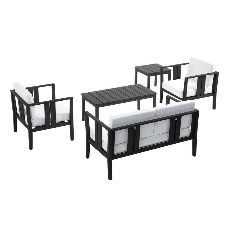 5-Piece Teak Wood Outdoor Conversation Set