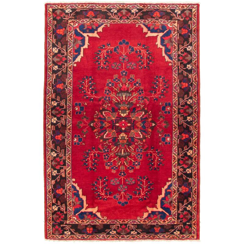 Hand-knotted Caucasus Kula Red Wool Rug - 4'9 x 7'7/4'9" x 7'7"