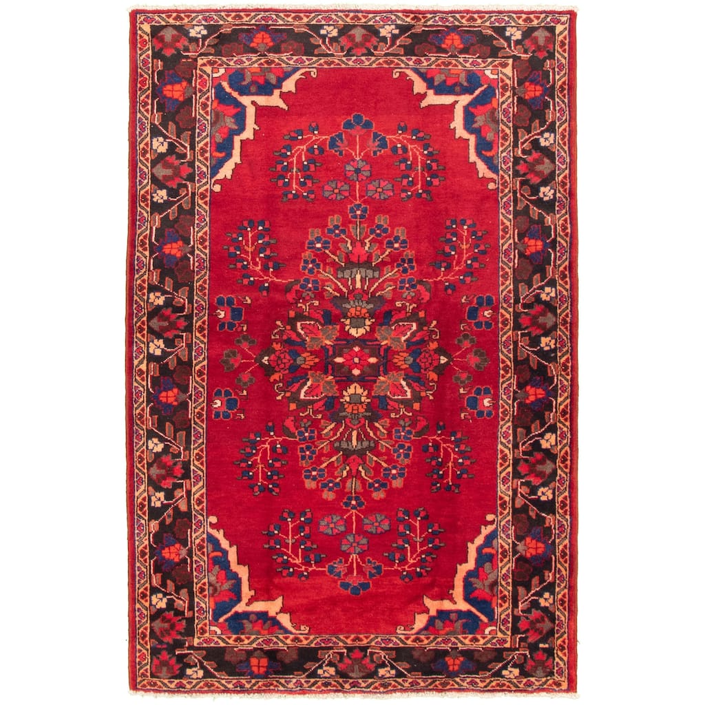 Hand-knotted Caucasus Kula Red Wool Rug - 4'9 x 7'7/4'9" x 7'7"