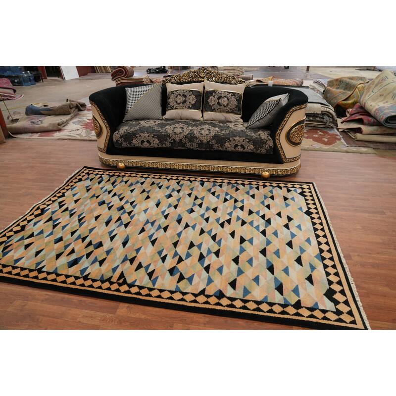 Hand-knotted Tribal Wool Multi-Colored Geometric Oriental Area Rug - 8' 9'' X 6' 0''