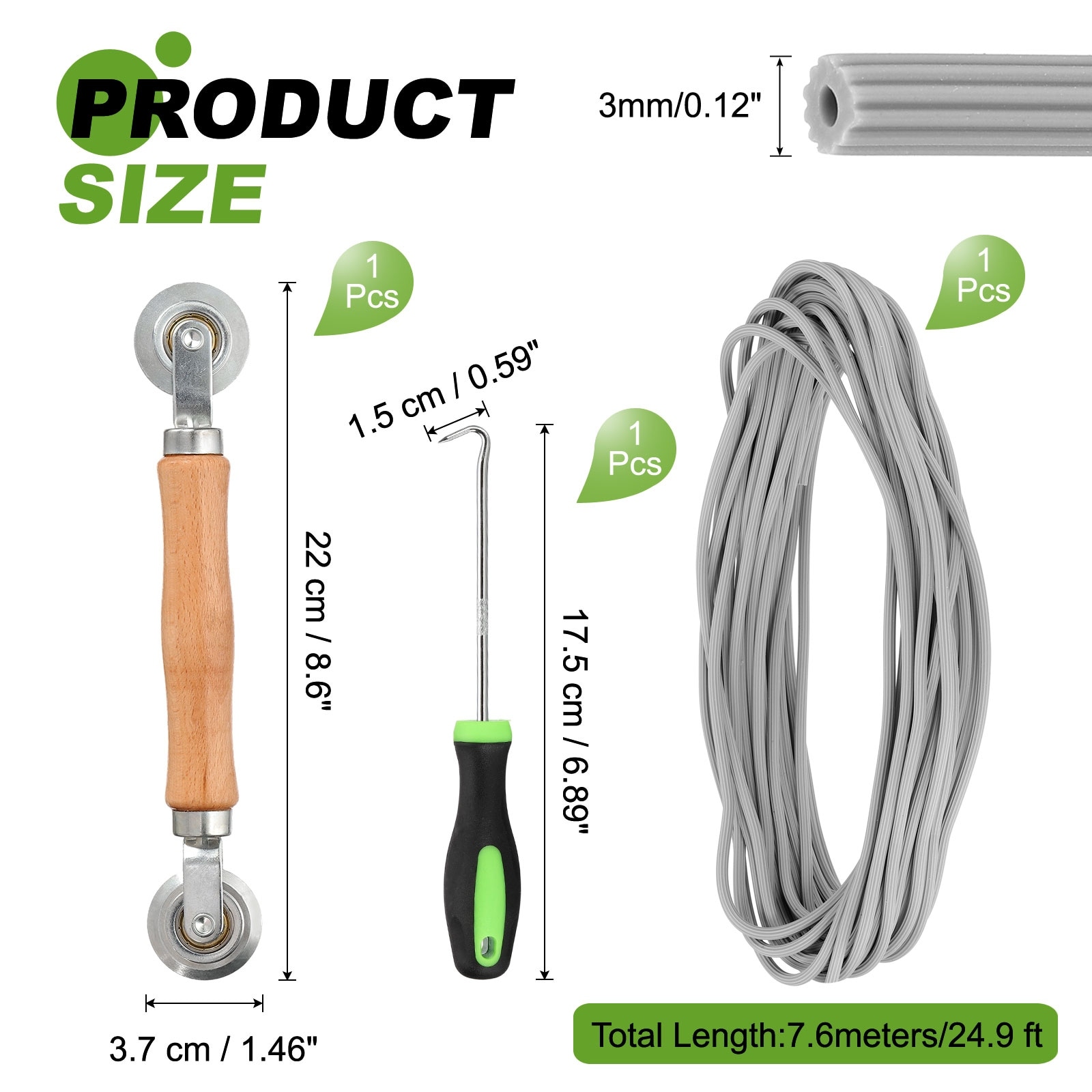 Screen Repair Kit, Window Screen Spline with Roller Tool and Spline Removal Hook