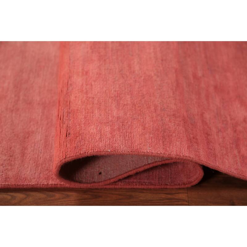 Pink Gabbeh Runner Rug Hand-Knotted Wool Carpet - 3'2" x 9'9"