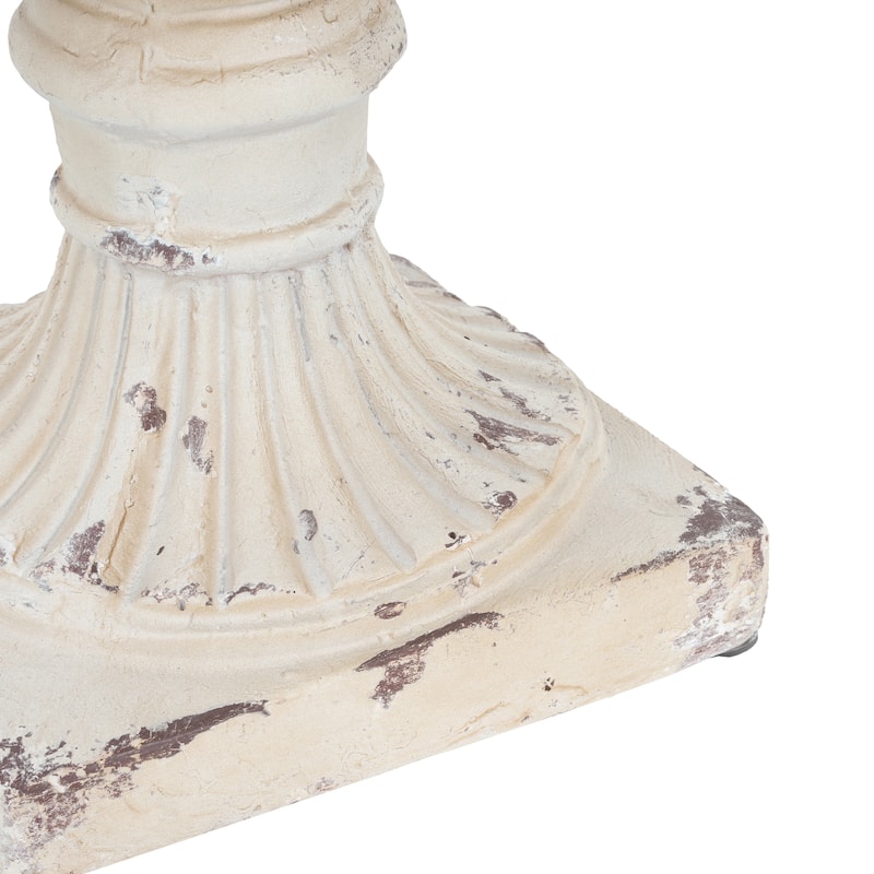 Decorative Hand-Painted Antique White Garden Planter Pot with Drainage