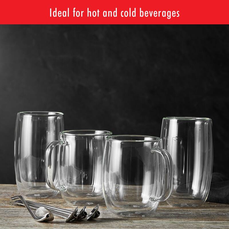 ZWILLING Sorrento Plus 8-pc Double-Wall Glass Coffee Mug Set - Clear