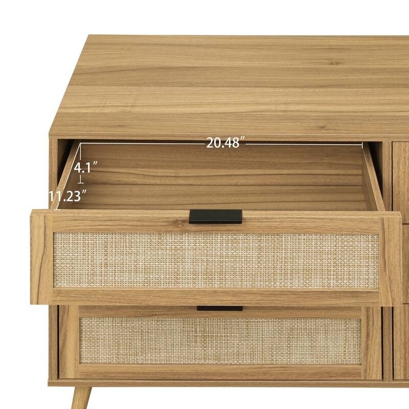 6 Drawer Rattan Dresser, Buffet Cabinet, Storage Cabinet for Bedroom