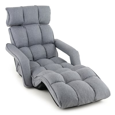 6-Position Adjustable Floor Chair with Adjustable Armrests and Footrest - 77" x 28.5" x 7.5"