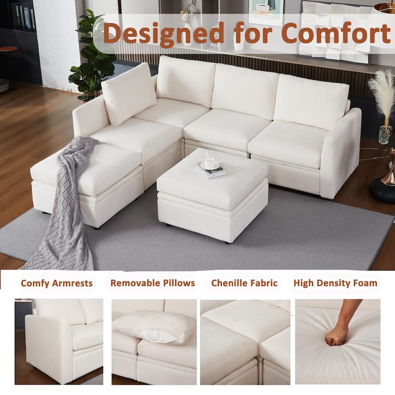 9 Seater Modular Sectional Sofa Couch with Underseat Storage